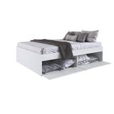 Quarto Casal Com Cama Queen, Guarda Roupas Mesas De Cabeceira 160 Tókio Branco