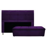 Kit Cabeceira e Calçadeira Munique 195 cm King Size Suede Roxo AM Decor