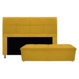 Kit Cabeceira e Calçadeira Munique 195 cm King Size Suede Amarelo AM Decor