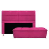 Kit Cabeceira e Calçadeira Munique 195 cm King Size Suede Pink AM Decor