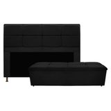 Kit Cabeceira e Calçadeira Munique 195 cm King Size Corano Preto AM Decor