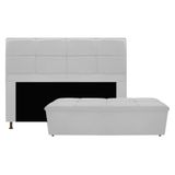 Kit Cabeceira e Calçadeira Munique 195 cm King Size Corano Branco AM Decor