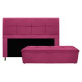 Kit Cabeceira e Calçadeira Munique 195 cm King Size Corano Pink AM Decor