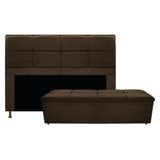 Kit Cabeceira e Calçadeira Munique 195 cm King Size Suede Marrom AM Decor