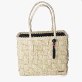 Bolsa Tote Praia Feminina Palha Alça Ombro Prática Casual Preto