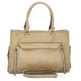 Bolsa Tote Shopper Feminina Franja Alça Removível Casual Marrom Claro Único