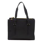 Bolsa Tote Shopper Feminina Zíper Alça Fixa Casual Dia a Dia Preto Único