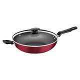 Wok Tramontina Loreto Em Alumínio Antiaderente Starflon Max Com Tampa De Vidro 28 Cm 3,3 L Vermelho Tramontina