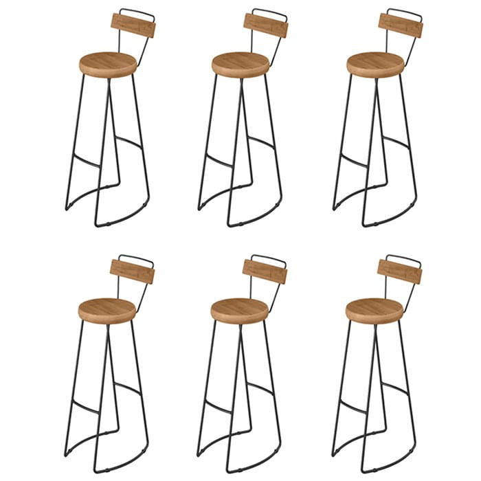 Kit 06 Banqueta Alta Com Encosto Aurum Peroba Preto Cozinha Sala Jantar Dhom