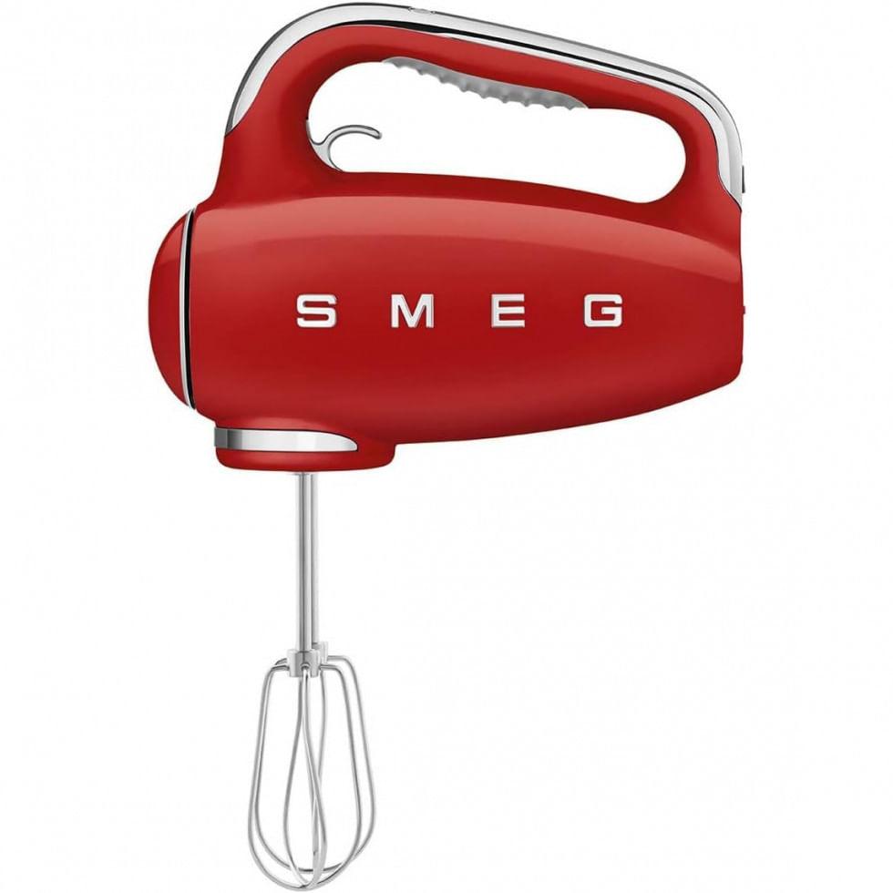 Batedeira De Mao Com 9 Velocidades E Acessorios De Aco Inox, 220w, 110v, Smeg Hmf01, Vermelho