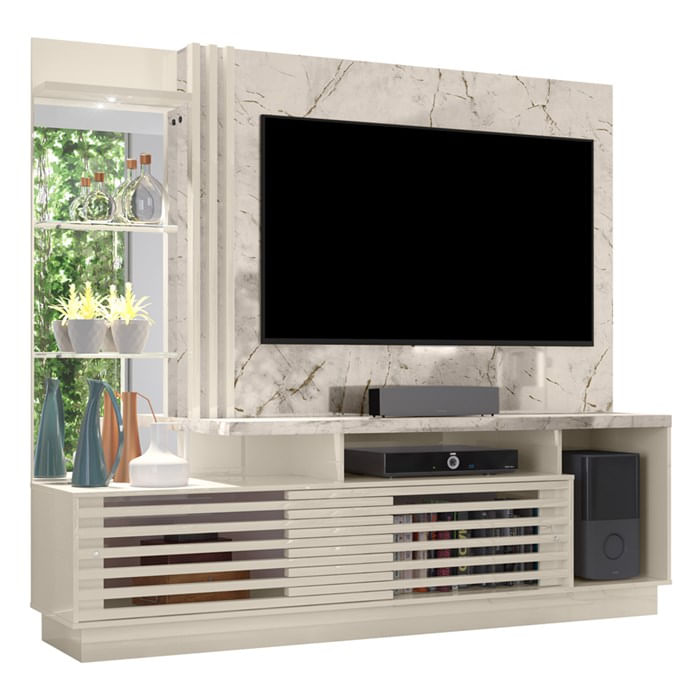 Estante Home Para Tv 60 Polegadas 6431 Calacata Off White Mdt