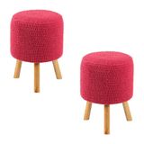 2 Puffs Banquetas Round Crochê Rosa Stay Puff