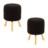 2 Puffs Banquetas Round Crochê Preto Stay Puff
