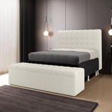 Cabeceira Rana E Calçadeira Alpha 195 Para Cama King N-037 Bouclê Off White Aradecor