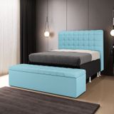 Cabeceira Rana E Calçadeira Alpha 195 Para Cama King A-043 Couro Azul Bebê Aradecor