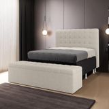 Cabeceira Rana E Calçadeira Alpha 195 Para Cama King N-036 Bouclê Bege Aradecor