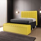 Cabeceira Rana E Calçadeira Alpha 195 Para Cama King N-035 Veludo Amarelo Aradecor