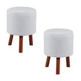 2 Puffs Banquetas Round Nobre Madeira Branco Stay Puff