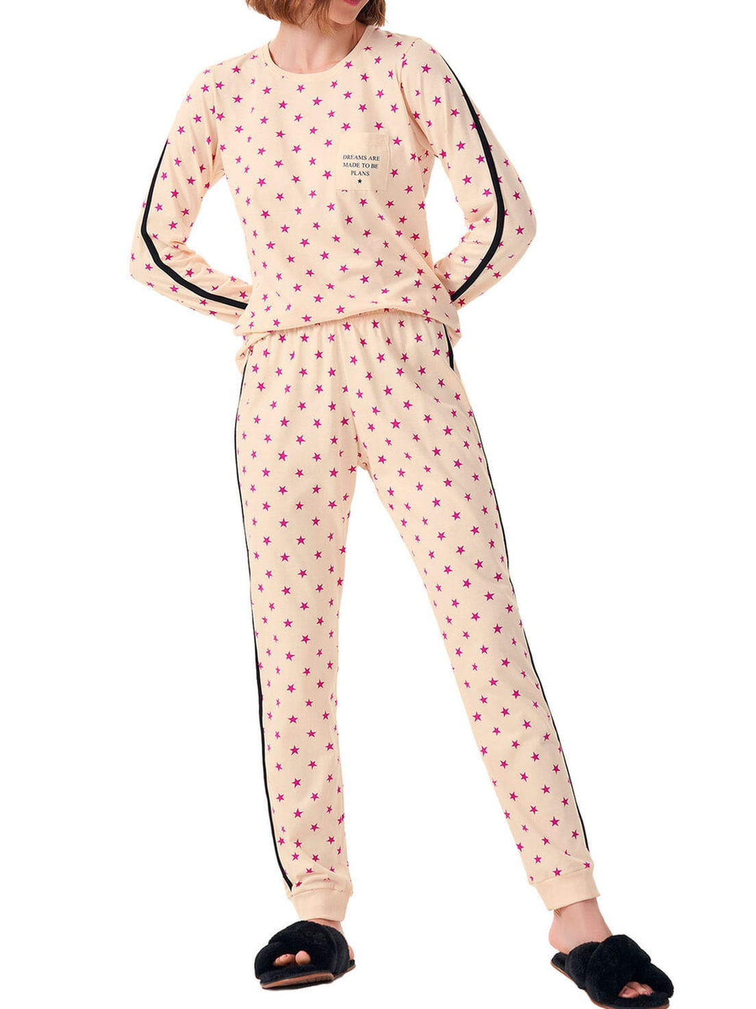 Pijama Feminino Longo Cor Com Amor 13545