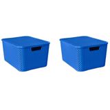 Kit 2 Caixas Organizadora Rattan 7l C/tampa Azul-arqplast