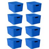 Kit 8 Caixas Organizadora Rattan 7l C/tampa Azul-arqplast