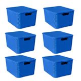 Kit 6 Caixas Organizadora Rattan 7l C/tampa Azul-arqplast