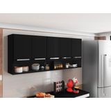 Armário Aéreo para Cozinha 5 Portas Preto Filipinas Brienza Móvelaria