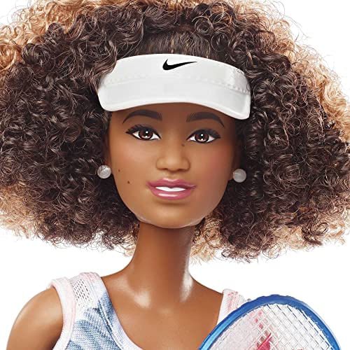 Boneca Barbie Naomi Osaka (cabelo Cacheado Castanho) - Visor Raquete - Presente Crianças