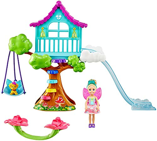 Boneca Fada Chelsea Barbie Dreamtopia - Casa Árvore Acessórios - Presente P/ 3-7 Anos