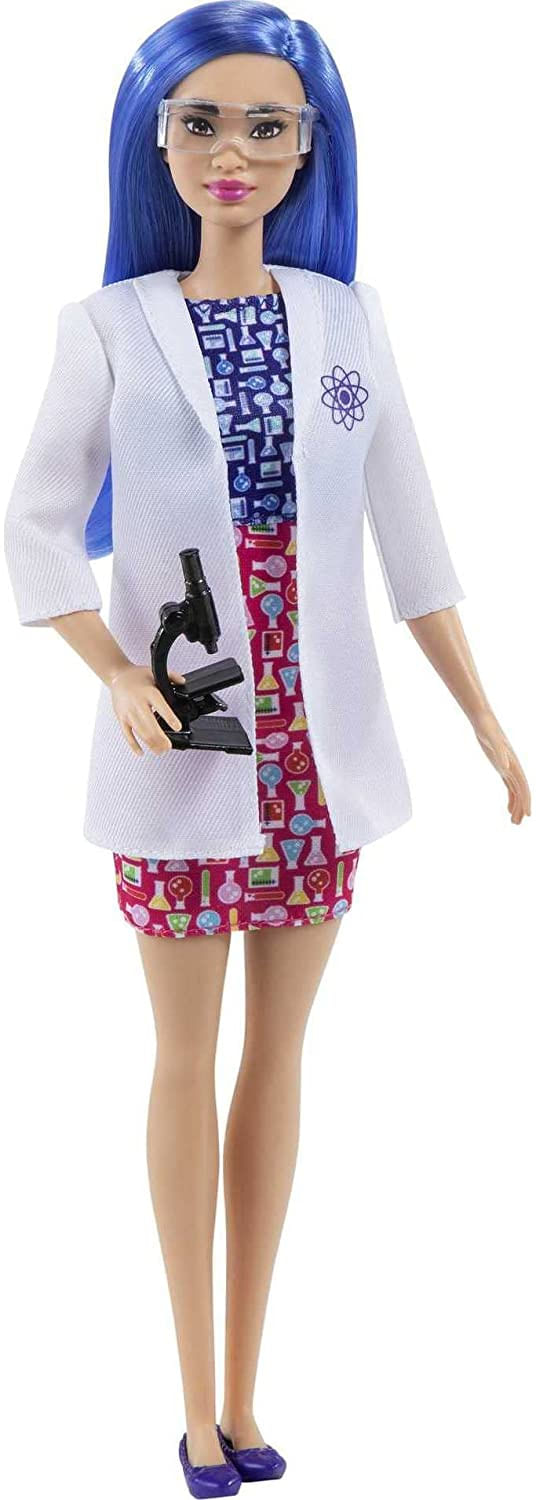 Barbie Cientista Azul 30cm + Acessório Microscópio