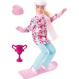 Barbie Esquiadora Snowboardista Loira + Acessórios - Mattel 3+