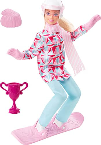 Barbie Esquiadora Snowboardista Loira + Acessórios - Mattel 3+