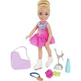 Conjunto Barbie Chelsea Skate (6 Pol.) Estojo Flores Medalha Troféu Garrafa Presente 3+