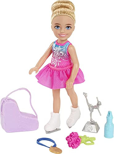 Conjunto Barbie Chelsea Skate (6 Pol.) Estojo Flores Medalha Troféu Garrafa Presente 3+