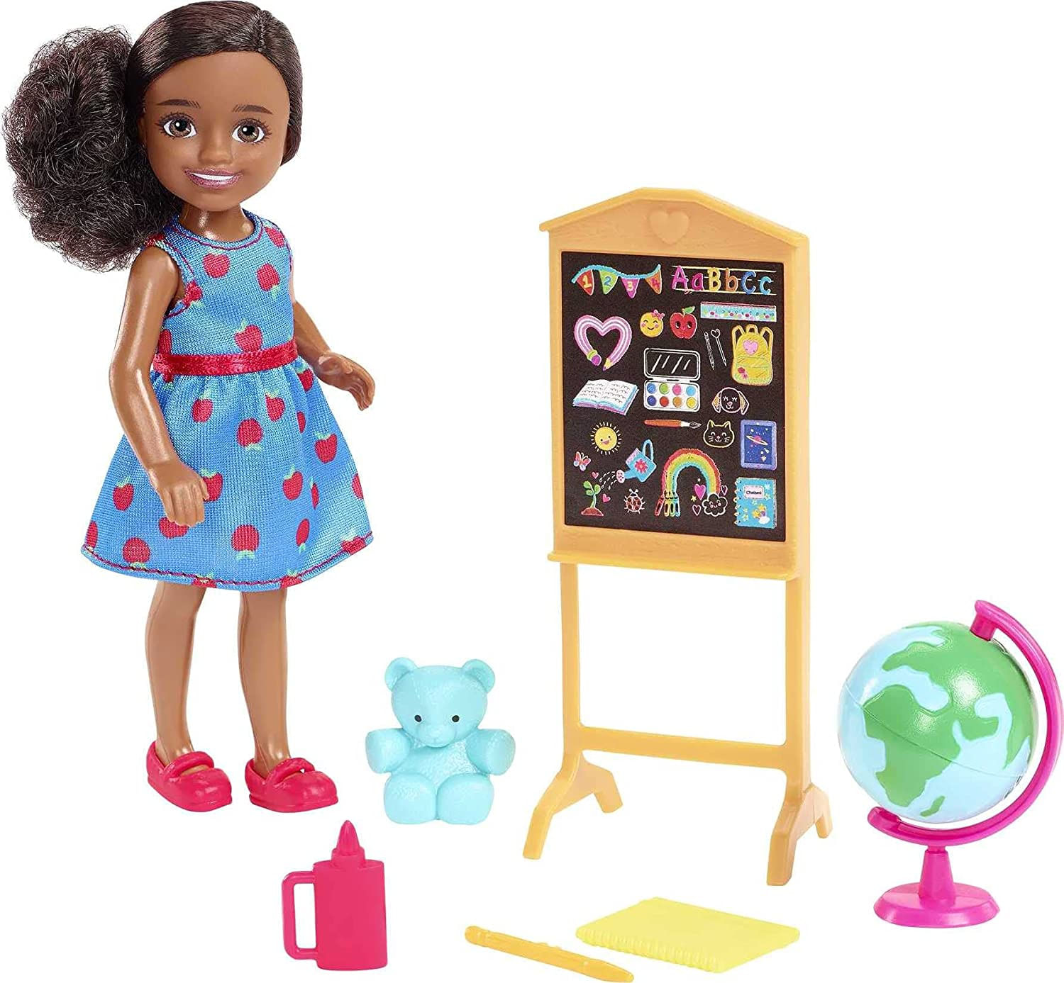 Conjunto Barbie Chelsea Professora 6 - Quadro Globo E Brinquedos - Presente P/ Crianças 3+