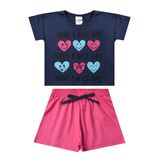 Conjunto Infantil Menina Cropped Nice Day Azul Marinho