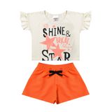 Conjunto Infantil Menina Cropped Star Off-white