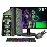 PC Gamer Completo 3Green Play Intel Core I7 16GB RAM Placa de Vídeo GeForce 4GB SSD 256GB Monitor 20" 75Hz Fonte 500W 3GP-063