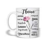 Thainá Caneca Com Nome Polímero 325Ml