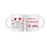 Caneca Dia Dos Namorados Branca 325Ml Cerâmica