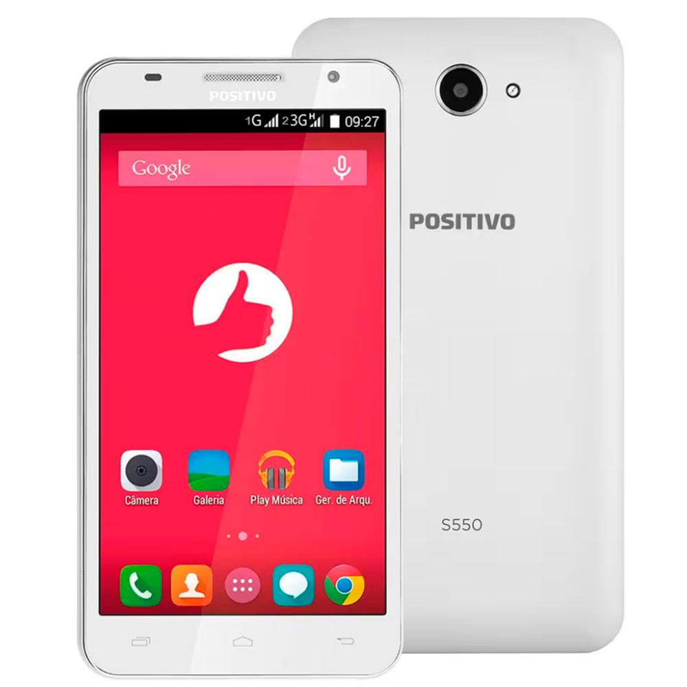 Smartphone Positivo S 550 Com Dual Chip, Tela 5.5, Android 4.4, Câmera 5mp, 3g, Wi-fi, Bluetooth E Processador Dual Core De 1.0ghz