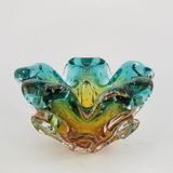 Centro de Mesa de Murano São Marcos - Cristal Verde e Âmbar 18cm