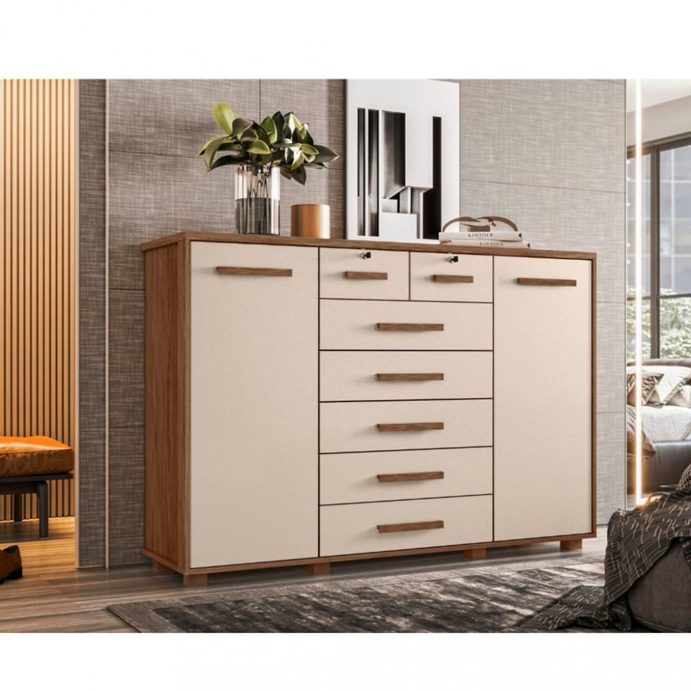 Cômoda 2 Portas 7 Gavetas Fontana Albatroz