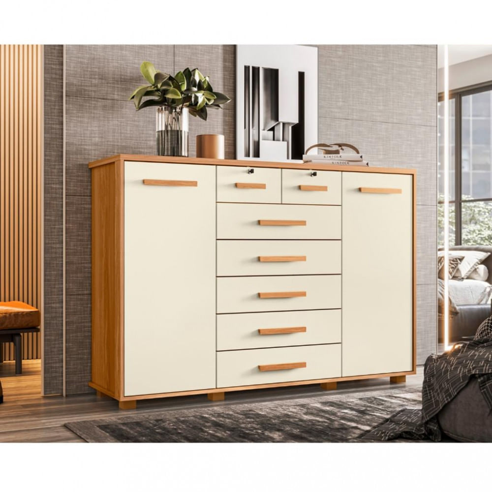Cômoda 2 Portas 7 Gavetas Fontana Albatroz