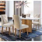 Conjunto Sala De Jantar Mesa Com 4 Cadeiras Cayman Espresso Móveis Off White/imbuia/veludo Creme