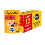 Caixa 12un Ração Úmida Pedigree Sachê Cães Adultos Carne Ao Molho 100g