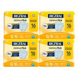 Kit 4 Fralda Geriátrica Bigfral Derma Plus Tamanho G Com 16 Unidades Cada