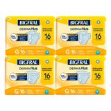 Kit 4 Fralda Geriátrica Bigfral Derma Plus Tamanho G Com 16 Unidades Cada