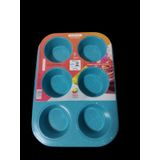 Forma Assadeira Para CupCake Antiaderente C/6 Cavidades Azul