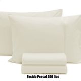 Jogo de Lençol Percal 3 pçs 400 Fios Ponto Palito Cama Casal Queen Palha Cotex